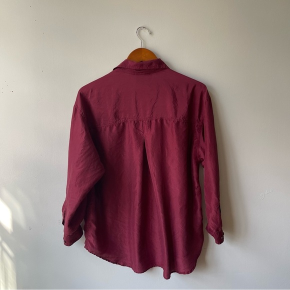 Vintage 80s Gitano Burgundy Silk button down Women's Small - Picture 4 of 5
